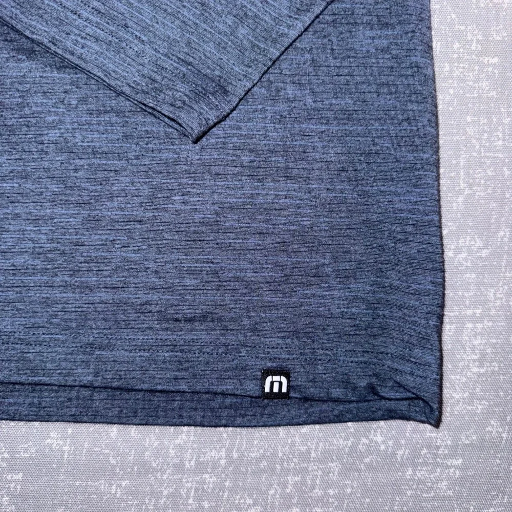 TravisMathew Mens XXL Quarter Zip Pullover Heathered Navy‎ Blue Accretive Logo